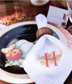 Hemstitched Linen Napkins - Fall Design