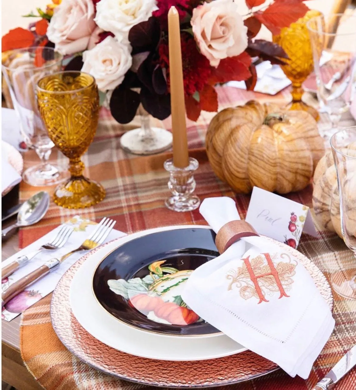 Hemstitched Linen Napkins - Fall Design