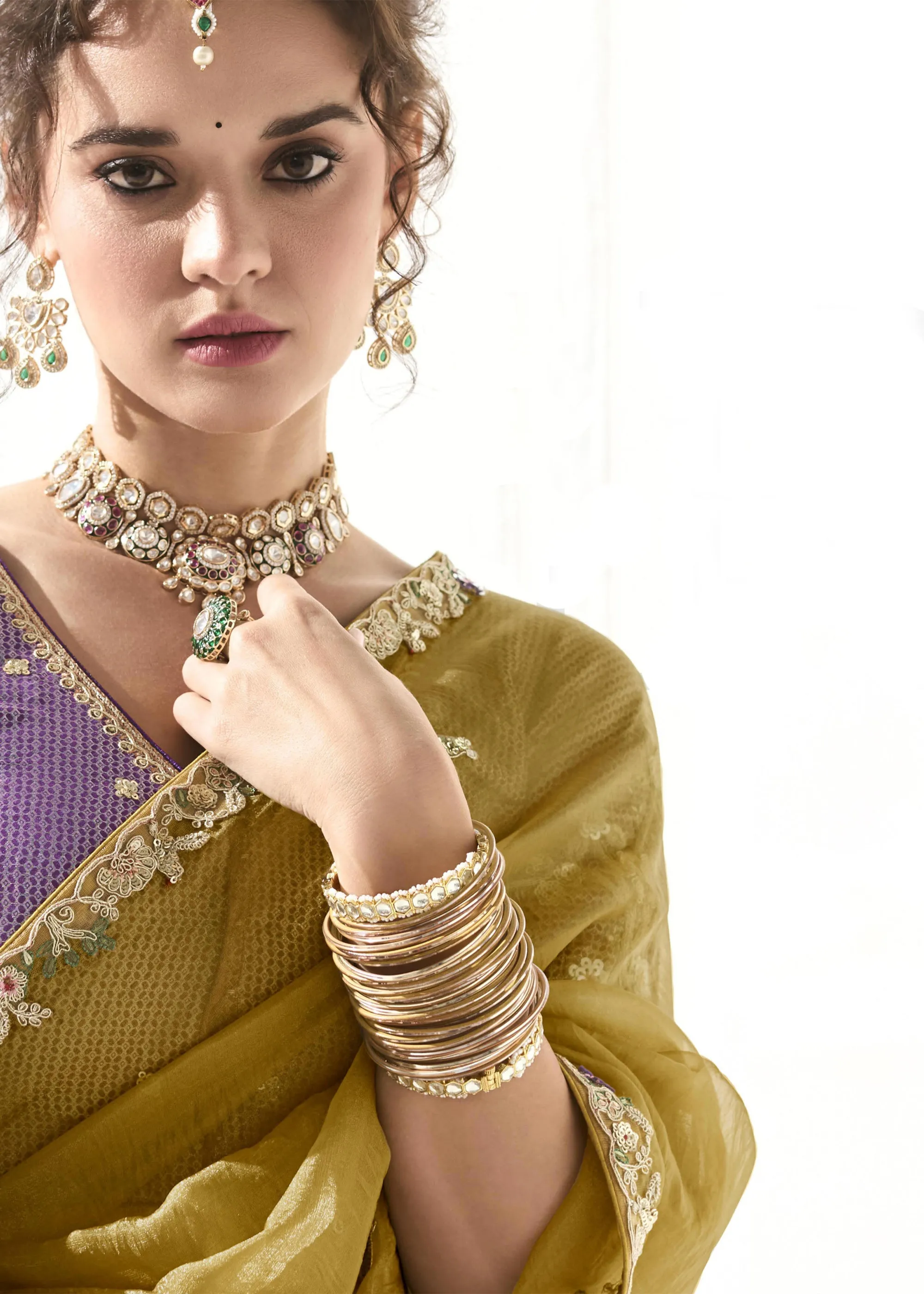 Herbal Green Designer Organza Tissue Silk Saree