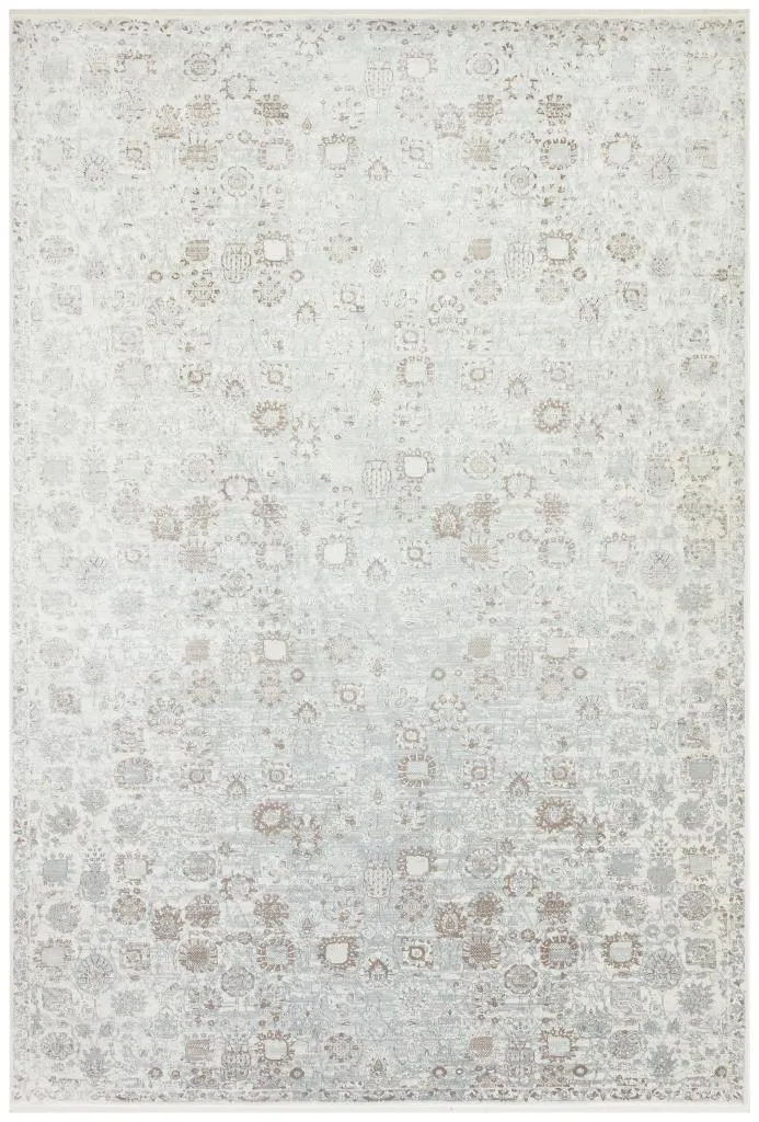 Heriz Bamboo Woven Ethnic Patterned Cream Area Rug 8213