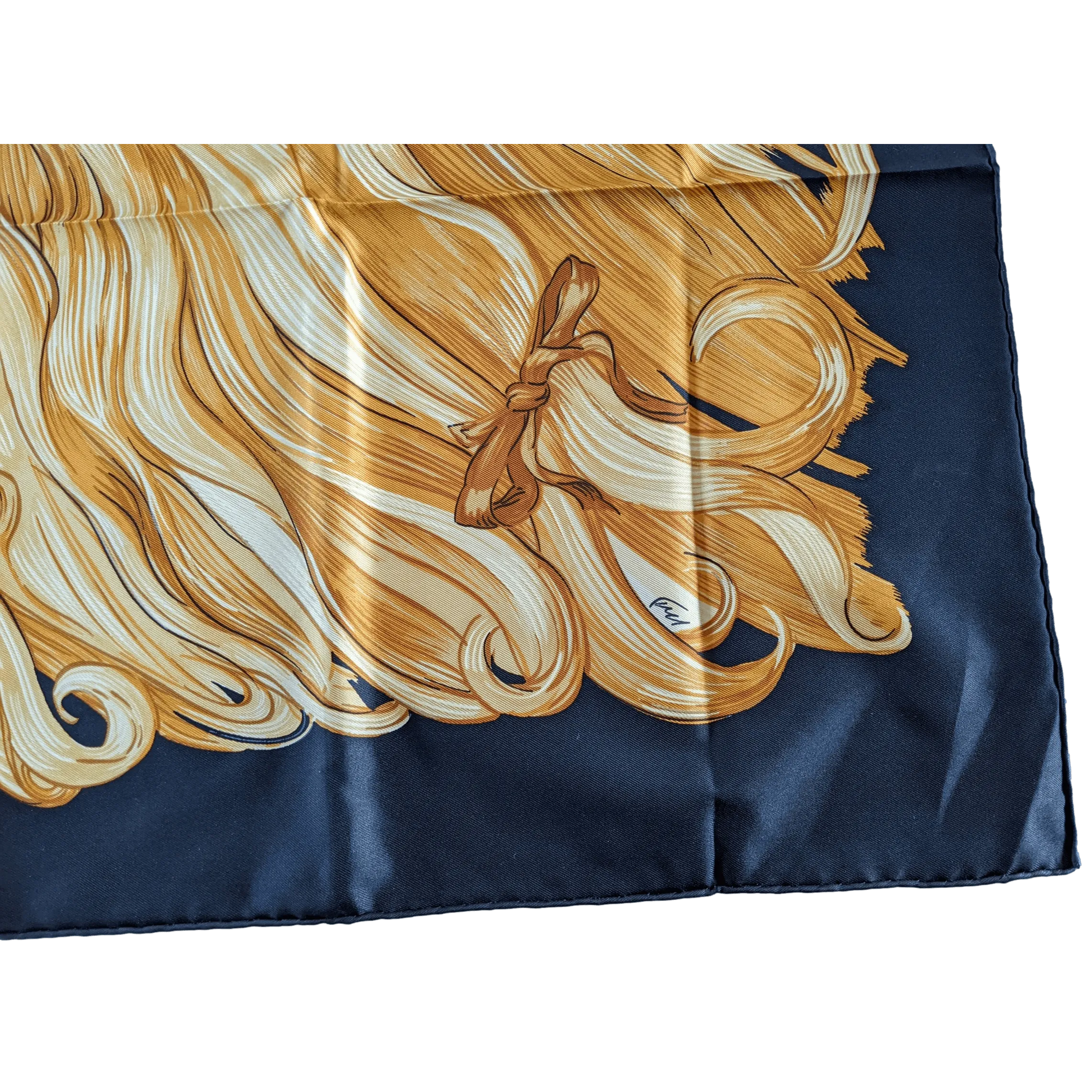 HERMES 2002 EVA by Philippe Dumas Waterproof Silk Scarf 90 x 90 cm,  RARE in Special Pochette!