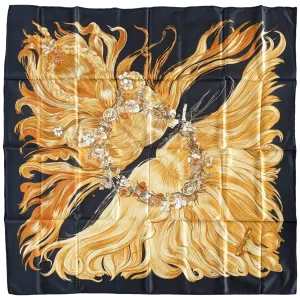 HERMES 2002 EVA by Philippe Dumas Waterproof Silk Scarf 90 x 90 cm,  RARE in Special Pochette!