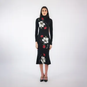 HIGH-NECK FLORAL PRINT BODYCON DRESS | KATE PEREZ