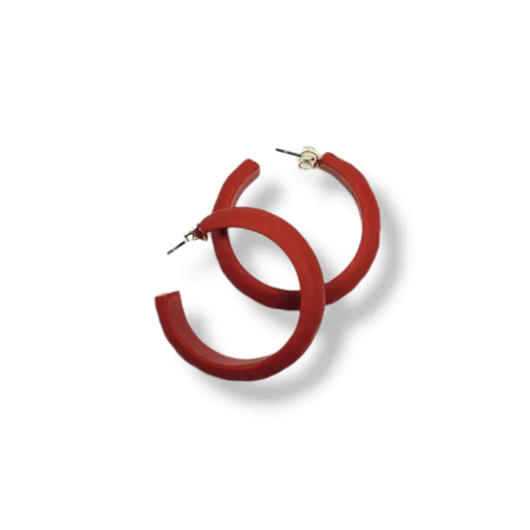 Hoop Earrings Medium - Red