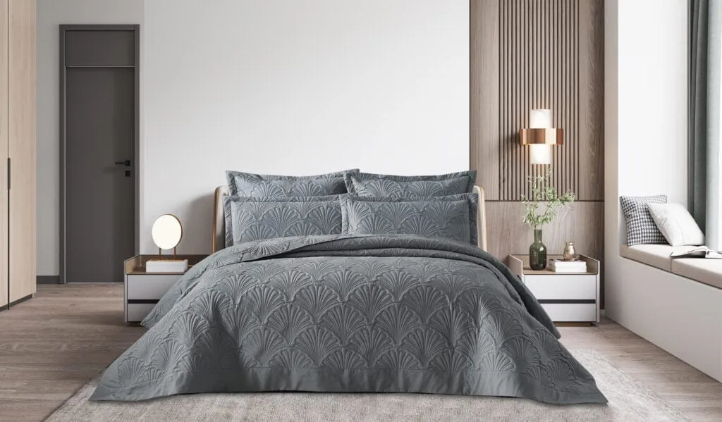 Hotel Collection Athens 5 Piece Quilt Set Grey Queen