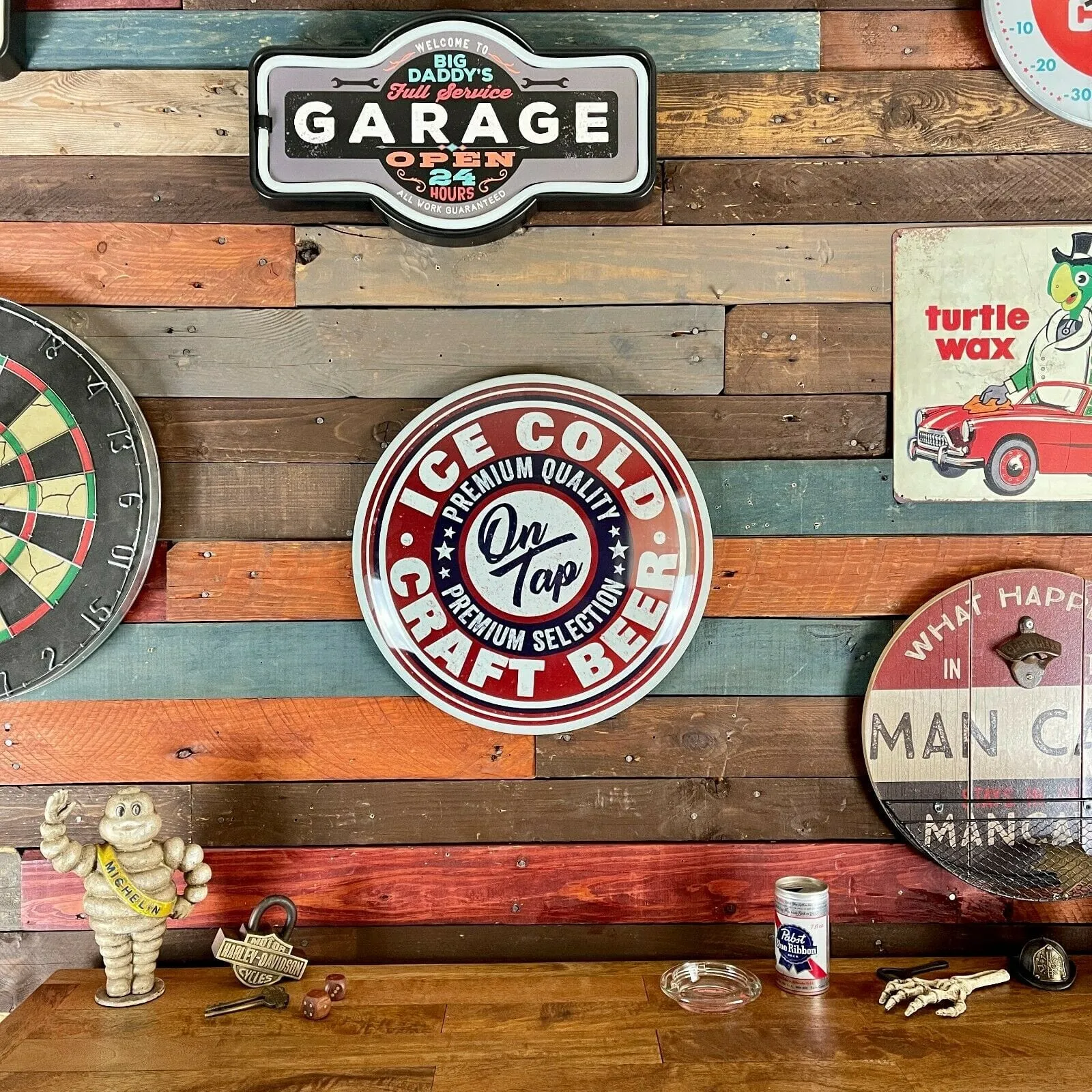 Ice Cold Craft Beer On Tap Dome Shaped Metal Sign