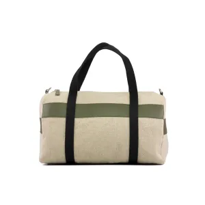 Ice Linen & Olive Leather Holdall Bag