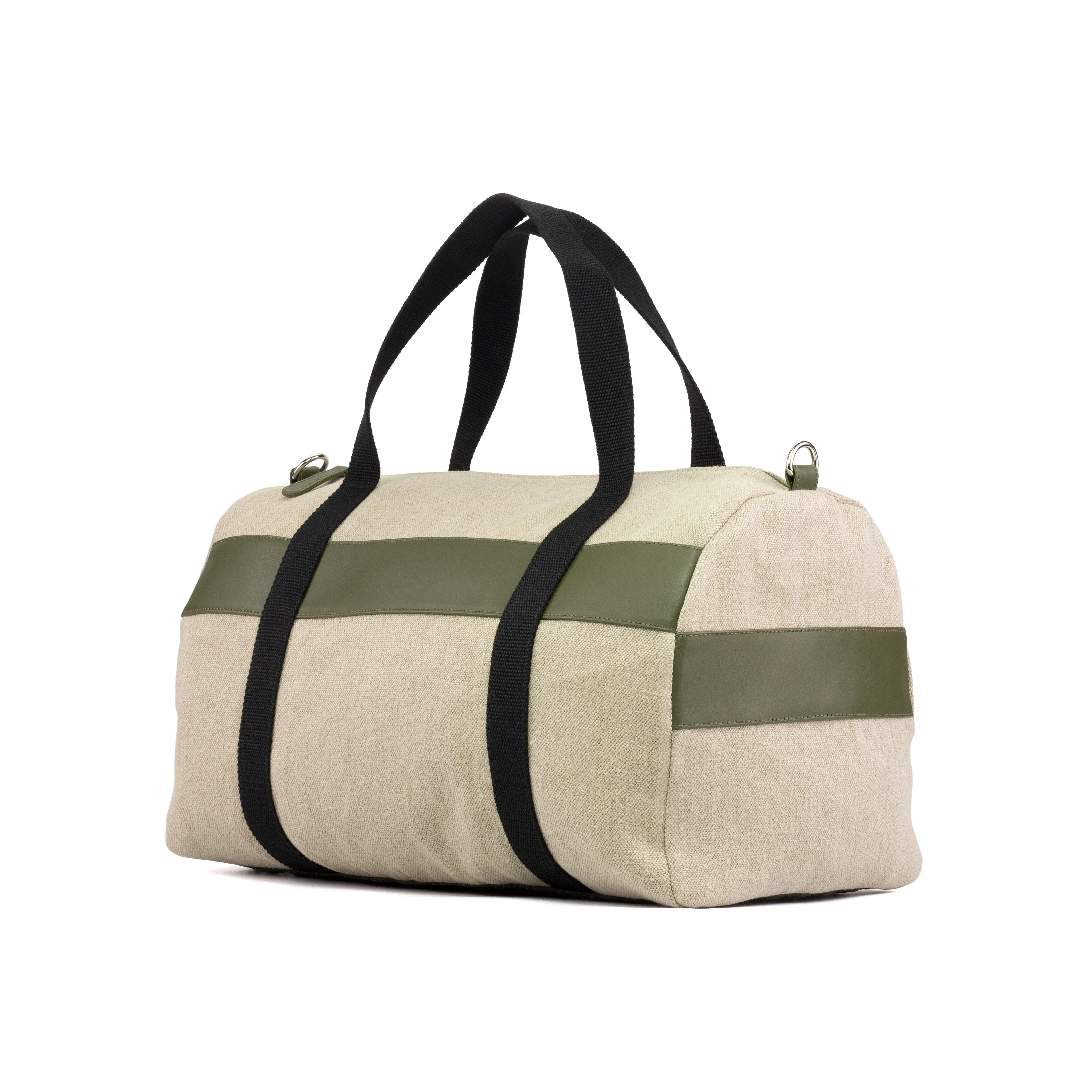 Ice Linen & Olive Leather Holdall Bag