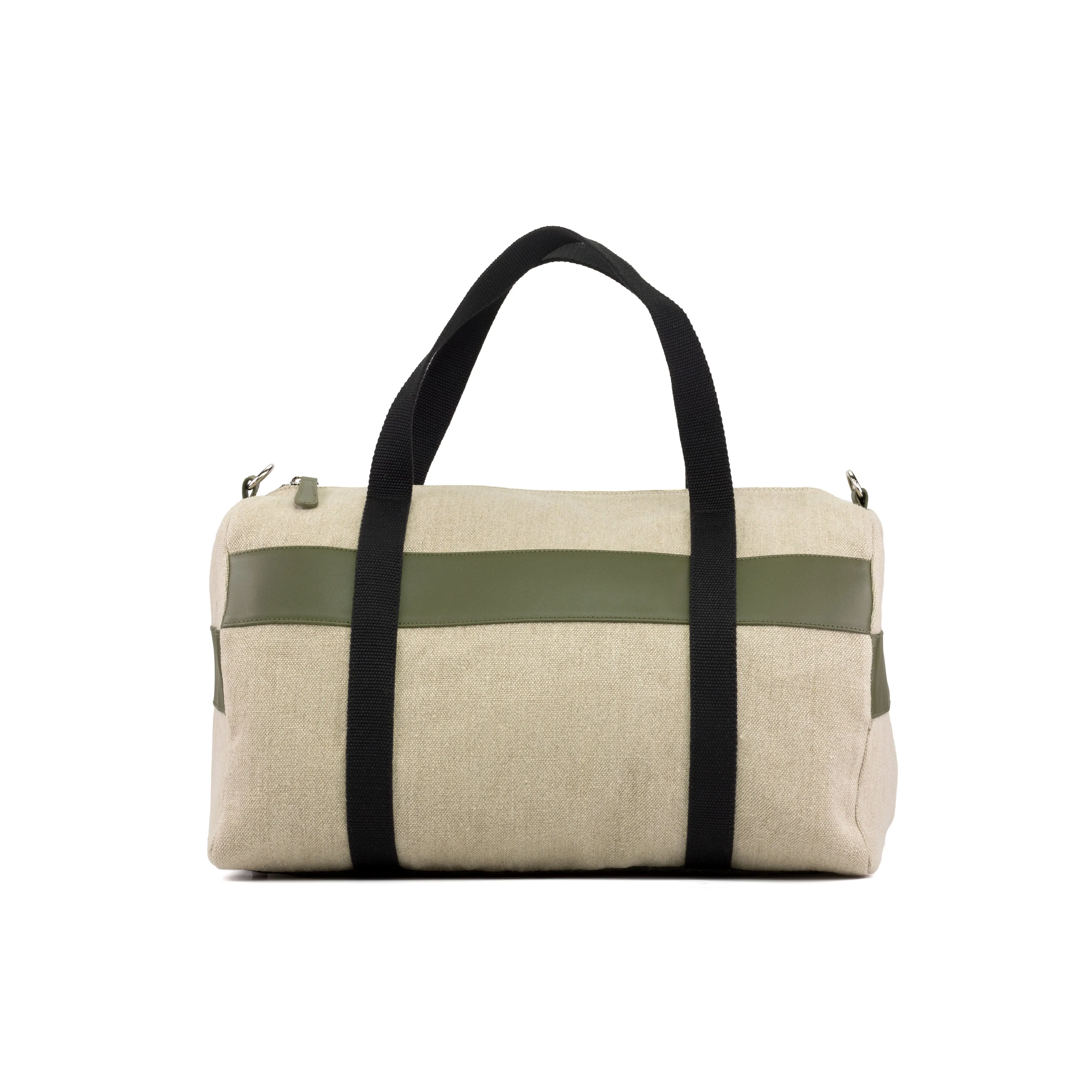 Ice Linen & Olive Leather Holdall Bag