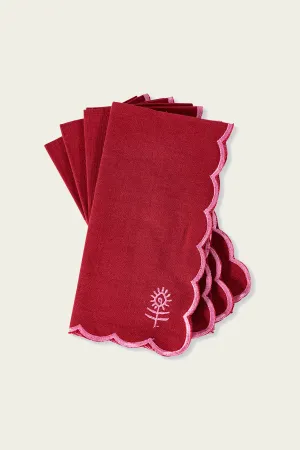 Icon Linen Napkins Set of 4 - Wine   Pink