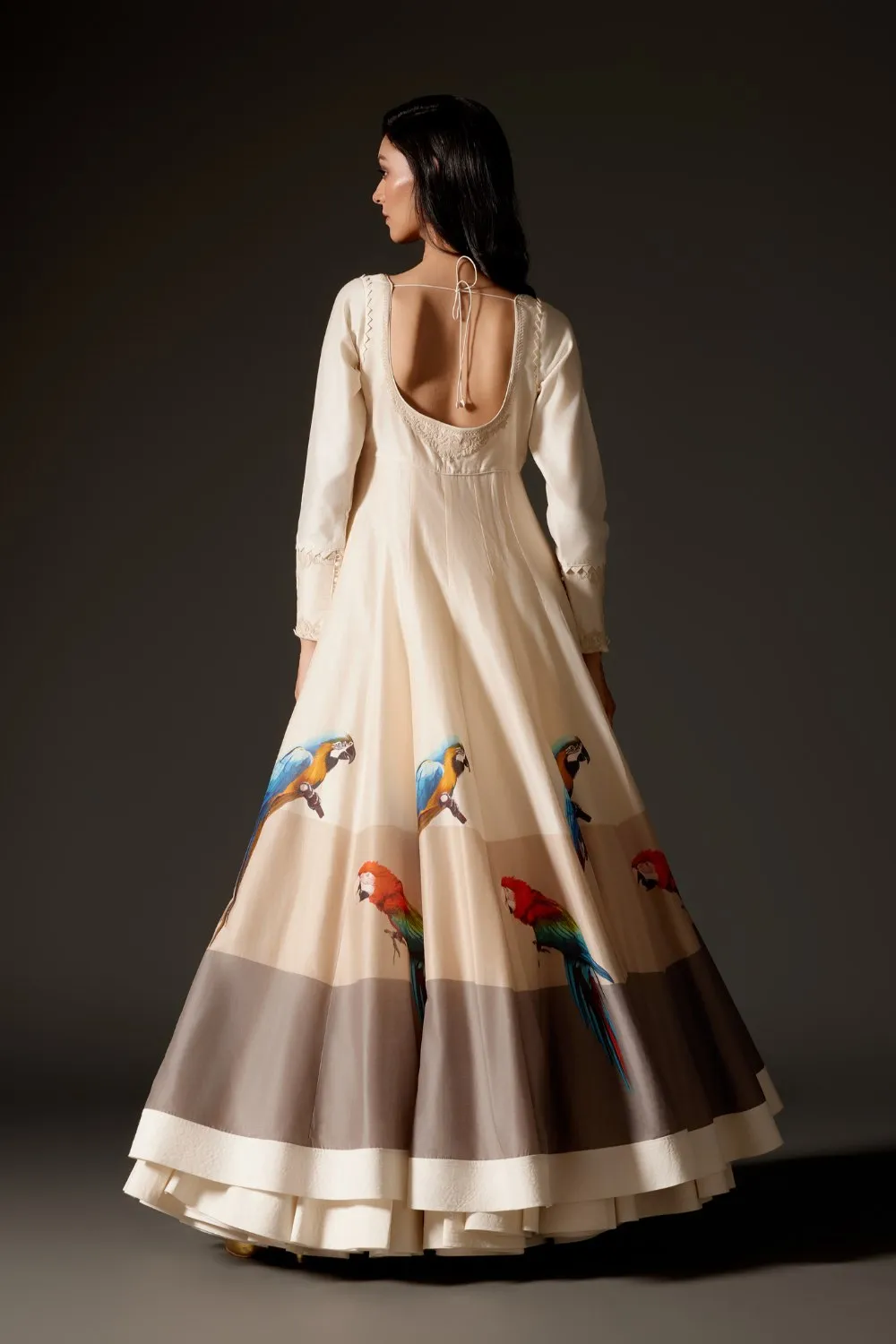 Ivory Printed Anarkali Set with Churidar and Dupatta
