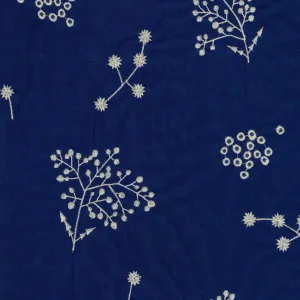 Japanese Embroidered Linen: Botanical Blue $22.49/yd