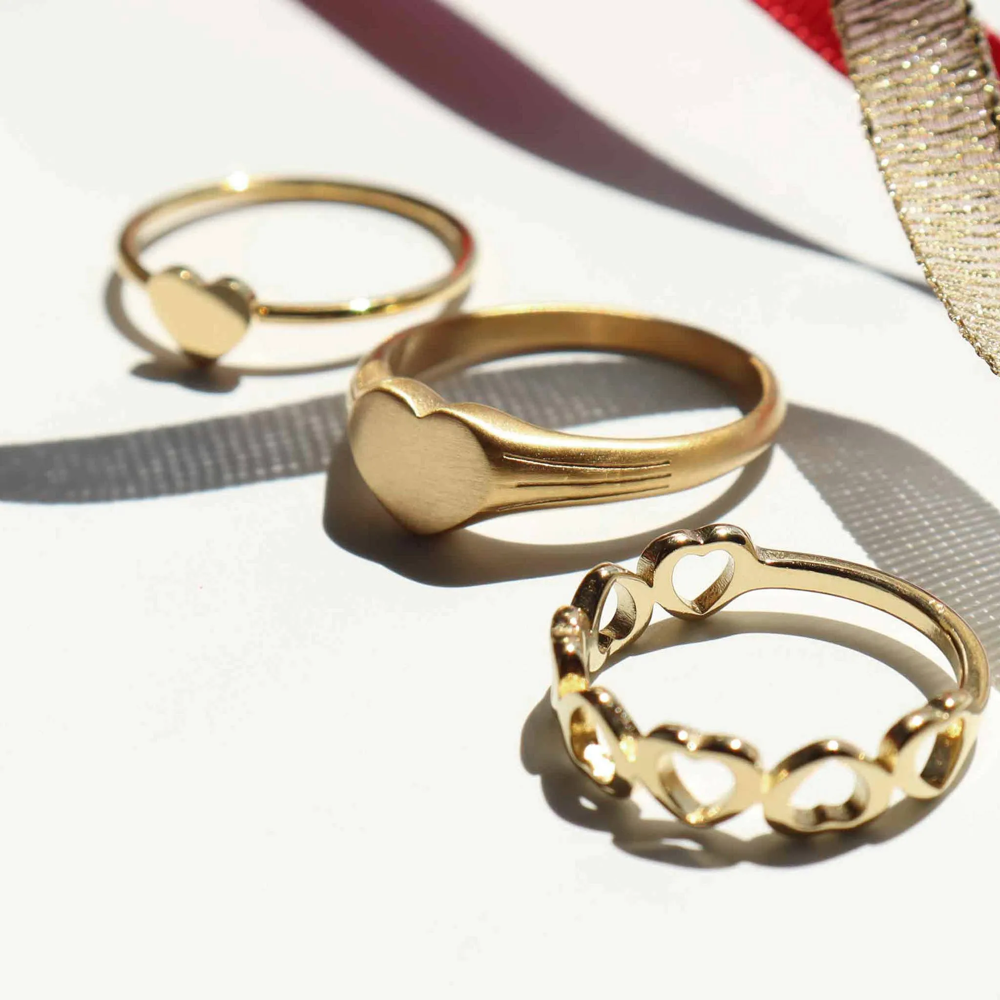 Jennifer 18K Gold PVD and Stainless Steel PVD Sideways Heart Stacking Ring