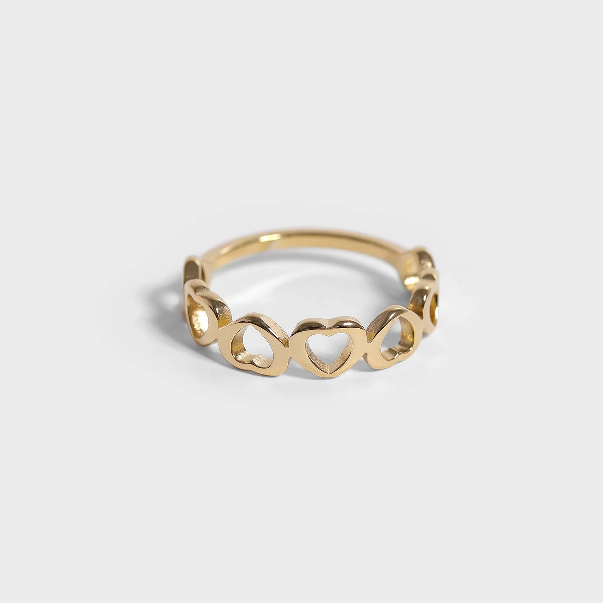 Jennifer 18K Gold PVD and Stainless Steel PVD Sideways Heart Stacking Ring