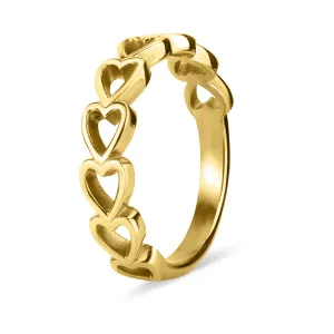 Jennifer 18K Gold PVD and Stainless Steel PVD Sideways Heart Stacking Ring