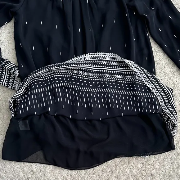Joie Black/White 100% Silk Long Sleeve Tunic Dress Size XS