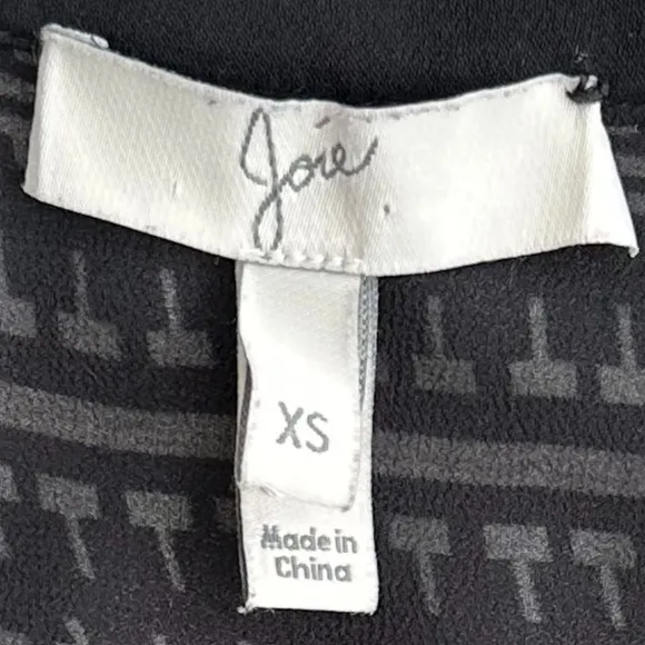 Joie Black/White 100% Silk Long Sleeve Tunic Dress Size XS
