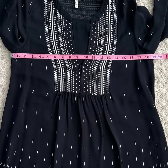 Joie Black/White 100% Silk Long Sleeve Tunic Dress Size XS