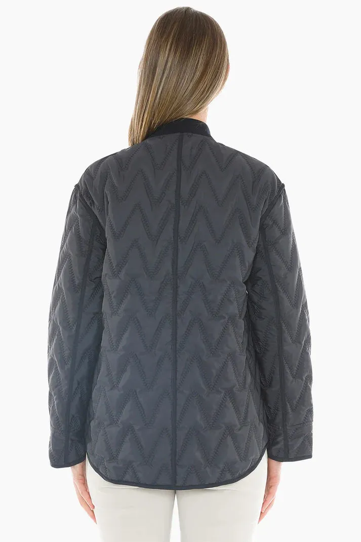 JUMP CONTRAST ZIG ZAG QUILTED JACKET DARK NAVY
