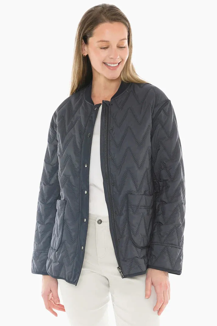 JUMP CONTRAST ZIG ZAG QUILTED JACKET DARK NAVY