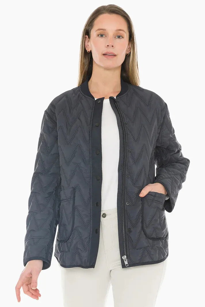 JUMP CONTRAST ZIG ZAG QUILTED JACKET DARK NAVY