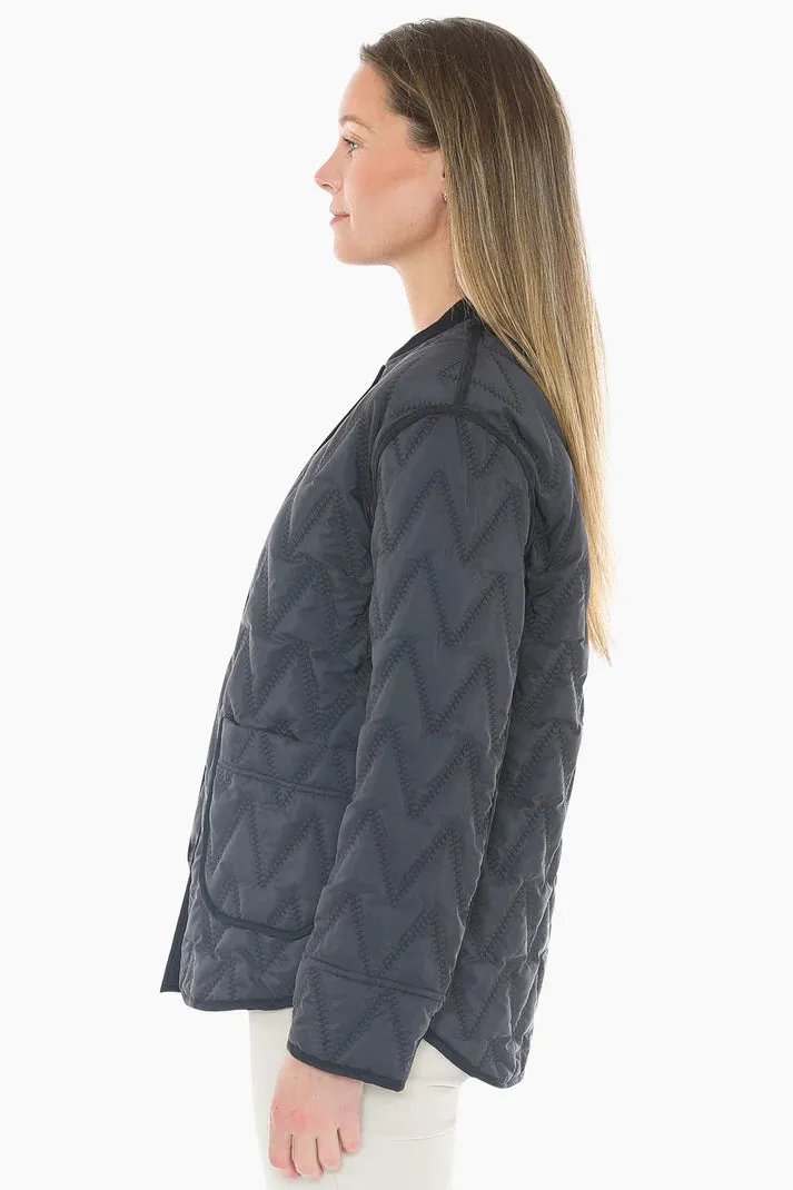 JUMP CONTRAST ZIG ZAG QUILTED JACKET DARK NAVY