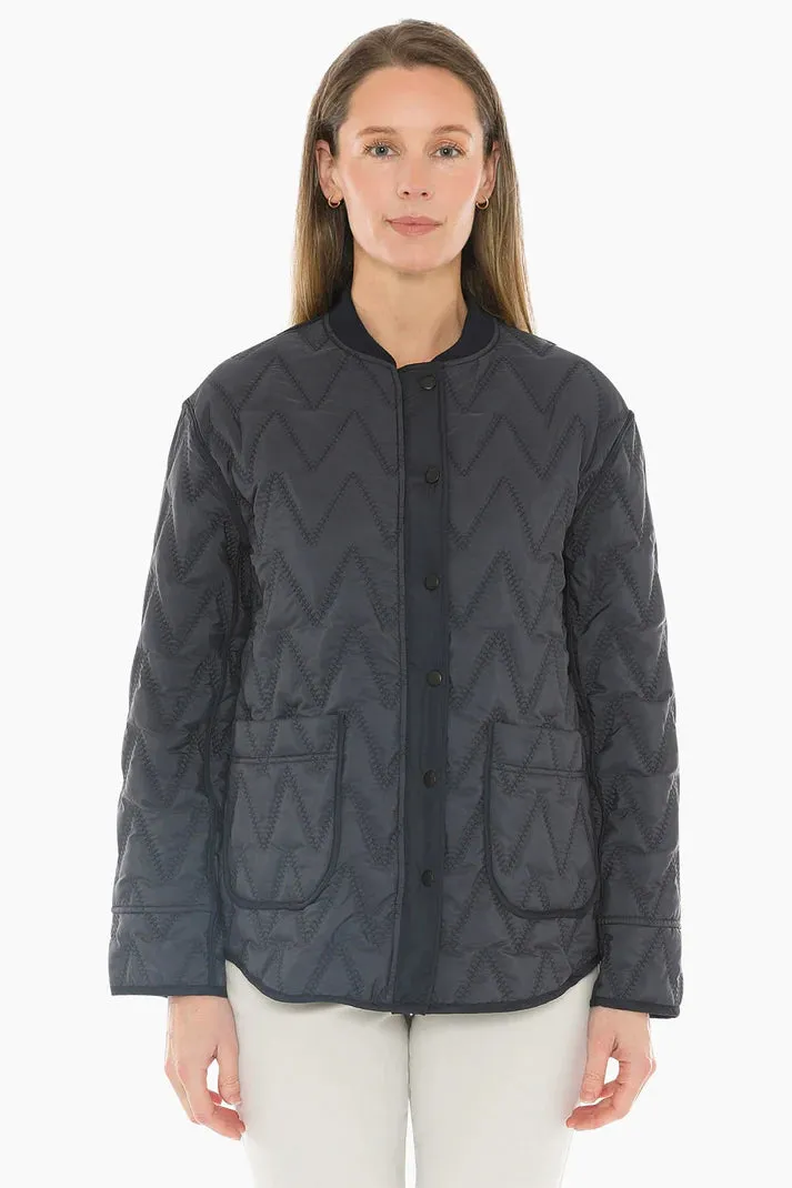JUMP CONTRAST ZIG ZAG QUILTED JACKET DARK NAVY