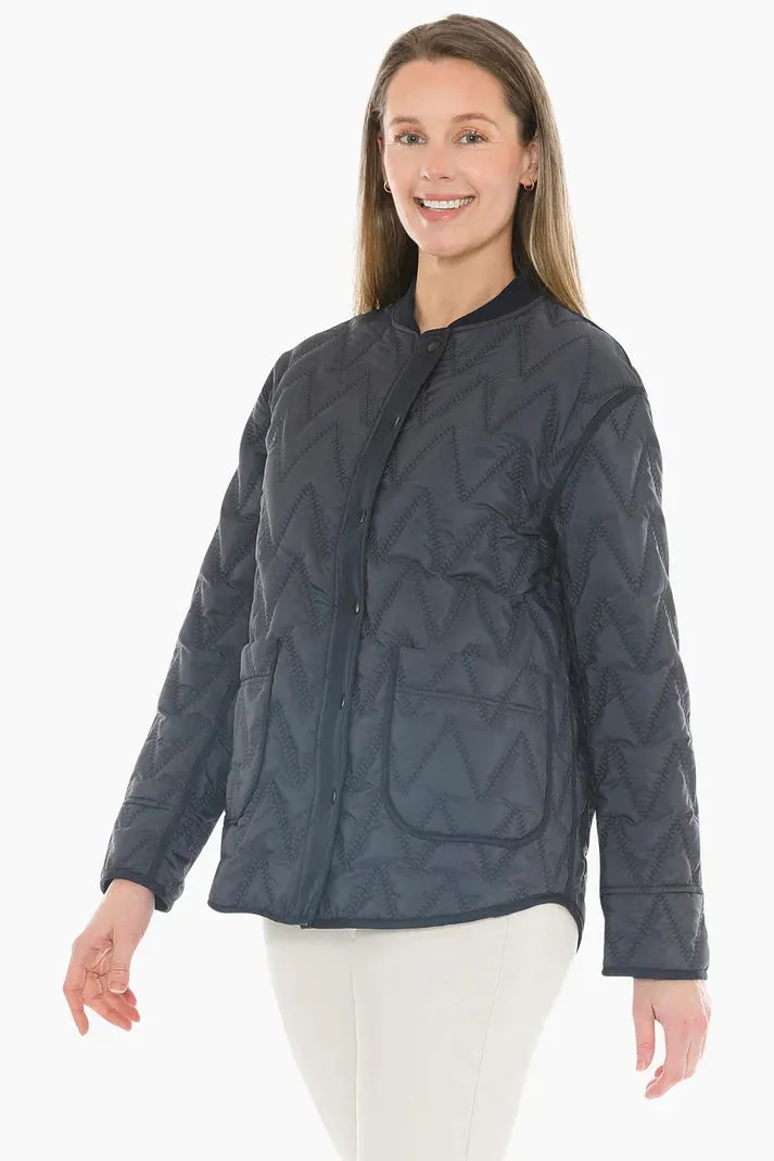 JUMP CONTRAST ZIG ZAG QUILTED JACKET DARK NAVY