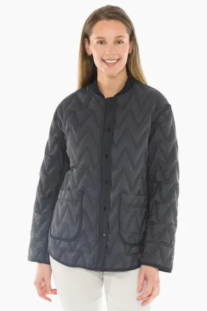 JUMP CONTRAST ZIG ZAG QUILTED JACKET DARK NAVY