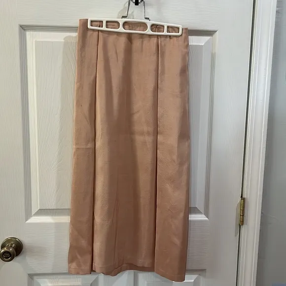 Kaarem Patches Midi Silk Skirt in Peach