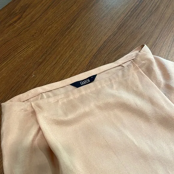 Kaarem Patches Midi Silk Skirt in Peach