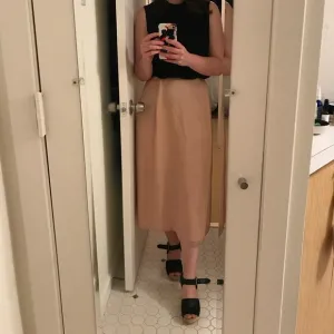 Kaarem Patches Midi Silk Skirt in Peach
