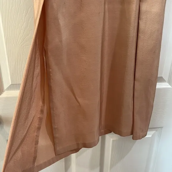 Kaarem Patches Midi Silk Skirt in Peach