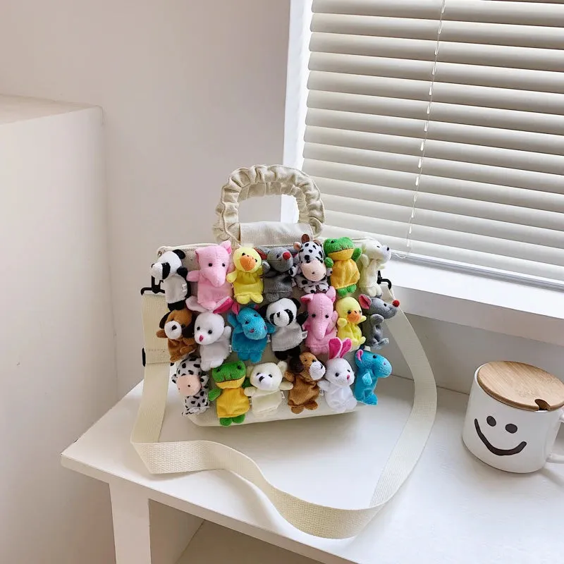 Kawaii Animal & Vegetable Basket Bag 🐾🌼 | Cute Cowboy Doll Crossbody Handbag for Kids 🎒✨