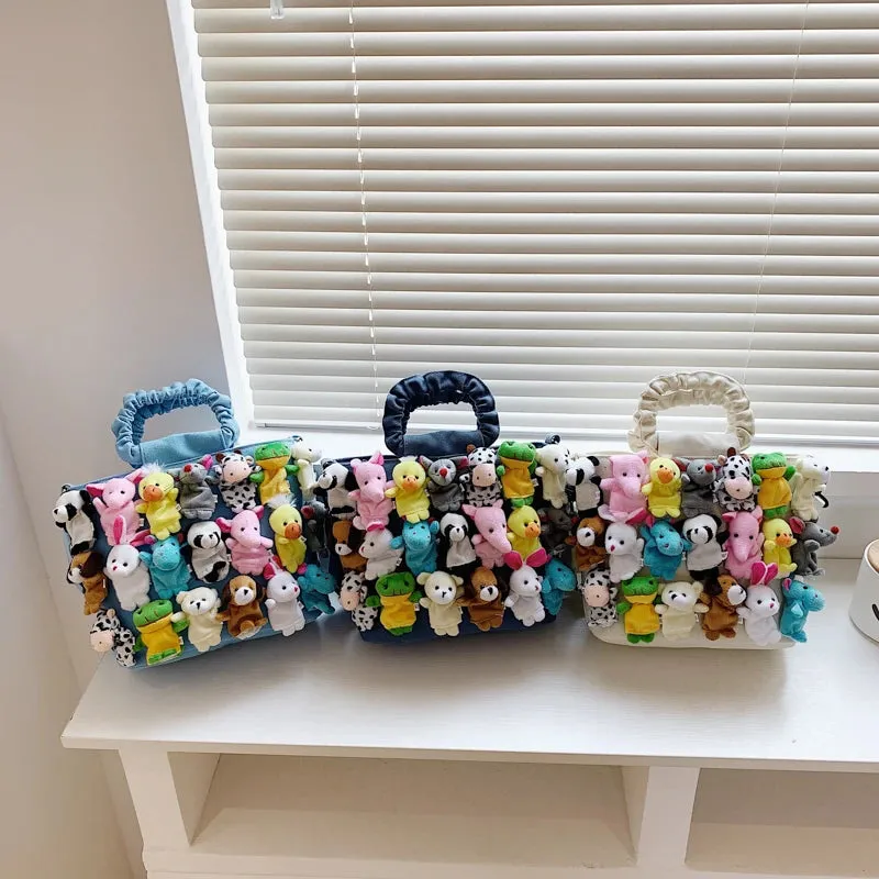 Kawaii Animal & Vegetable Basket Bag 🐾🌼 | Cute Cowboy Doll Crossbody Handbag for Kids 🎒✨