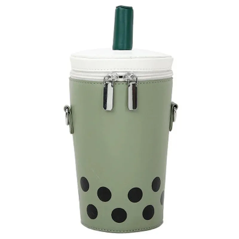 Kawaii Cartoon Milk Tea Crossbody Bag 🍵✨ - Chic PU Bucket Shoulder Bag for Women, Luxury Mobile Phone Carrier! 👜💕