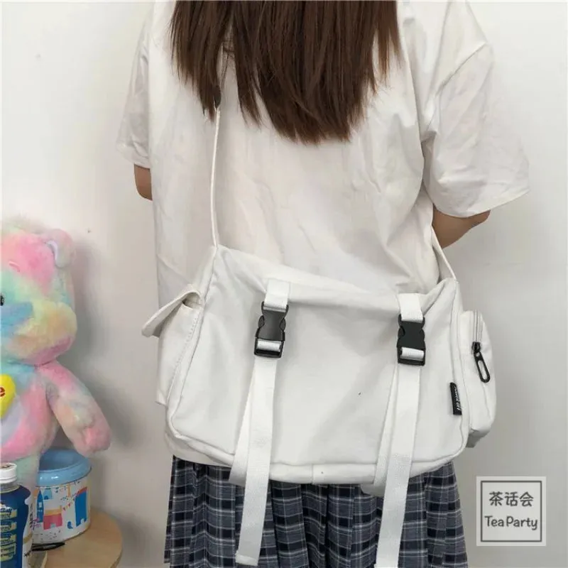 Kawaii Harajuku Canvas Crossbody Bag 🎒✨ - Stylish & Spacious Messenger for Trendy Students! 🌈💖