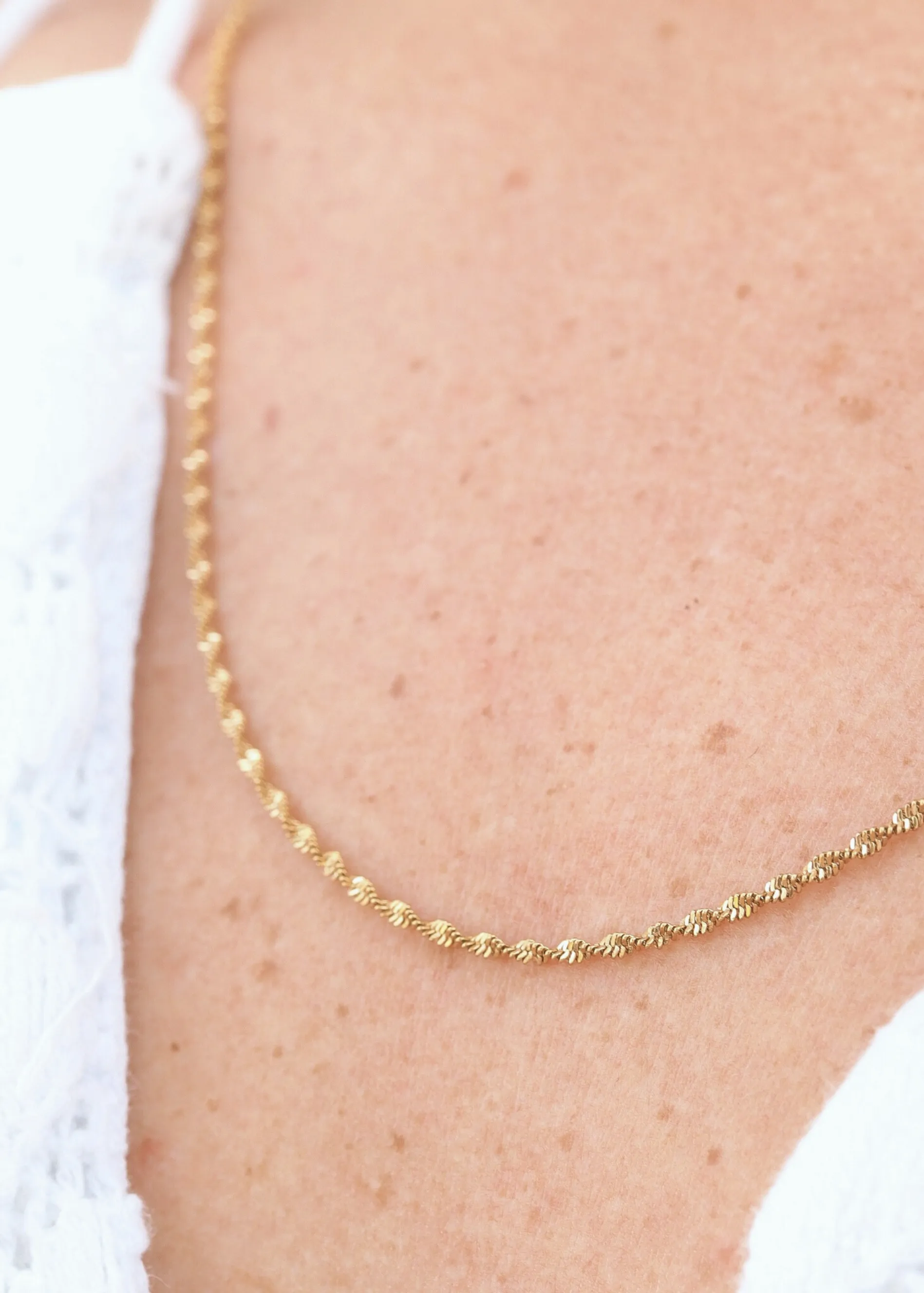Kennedy 18K Gold PVD Singapore Chain Necklace