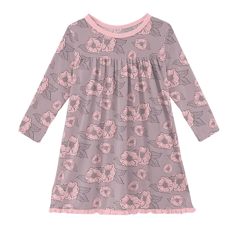 KicKee Pants Classic L/S Swing Dress - Sweet Pea Poppies