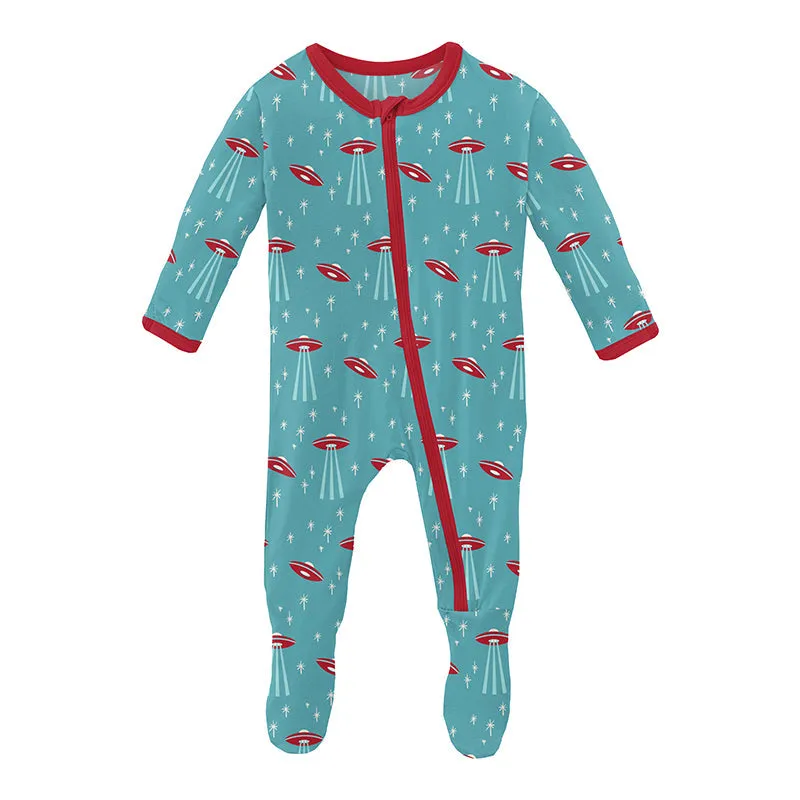 KicKee Pants Footie with Zipper - Glacier Alien Invasion