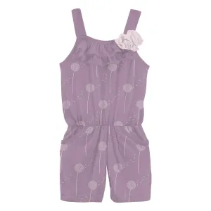 KicKee - Print Romper with Pockets - Lavender Dandelion Wish