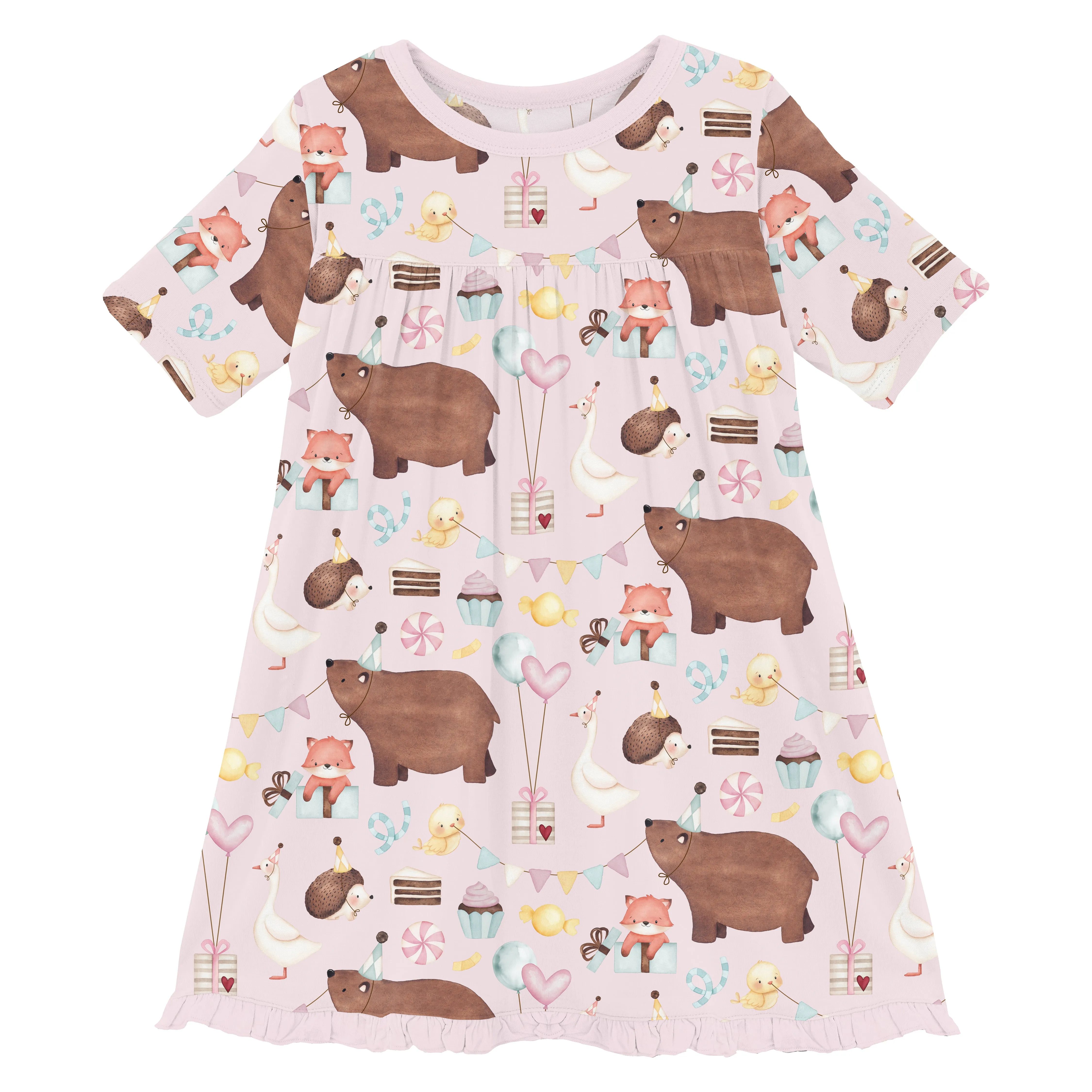 KicKee - Short Sleeve Swing Dress - Shrinking Violet Forest Party
