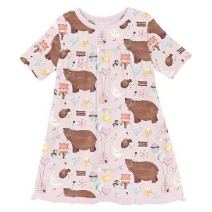 KicKee - Short Sleeve Swing Dress - Shrinking Violet Forest Party