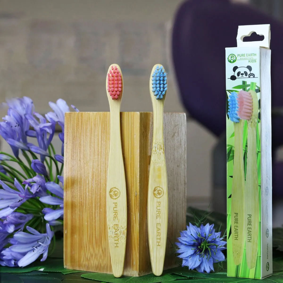 Kids Bamboo Toothbrush with Soft Bristles - Twin pack
