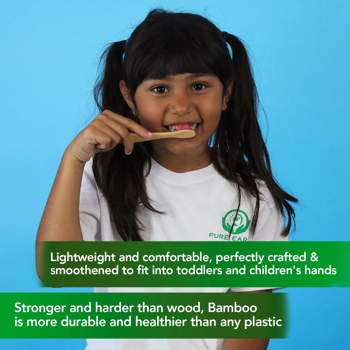 Kids Bamboo Toothbrush with Soft Bristles - Twin pack