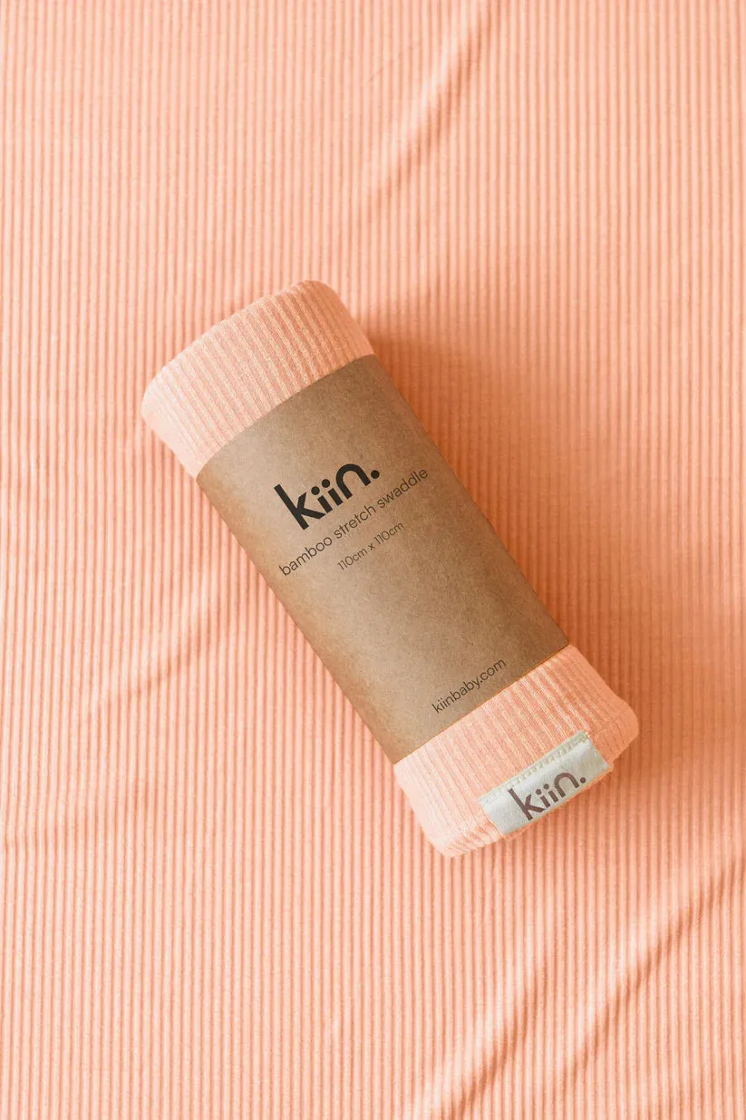 Kiin Organic Bamboo Stretch Swaddle - Peach Sunset
