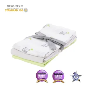 KIKI & SEBBY Bamboo & Cotton Swaddle Blanket (120 x 120 cm) - Panda   Green
