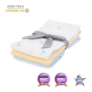 KIKI & SEBBY Bamboo & Cotton Swaddle Blanket (120 x 120 cm) - Puffin   Blue