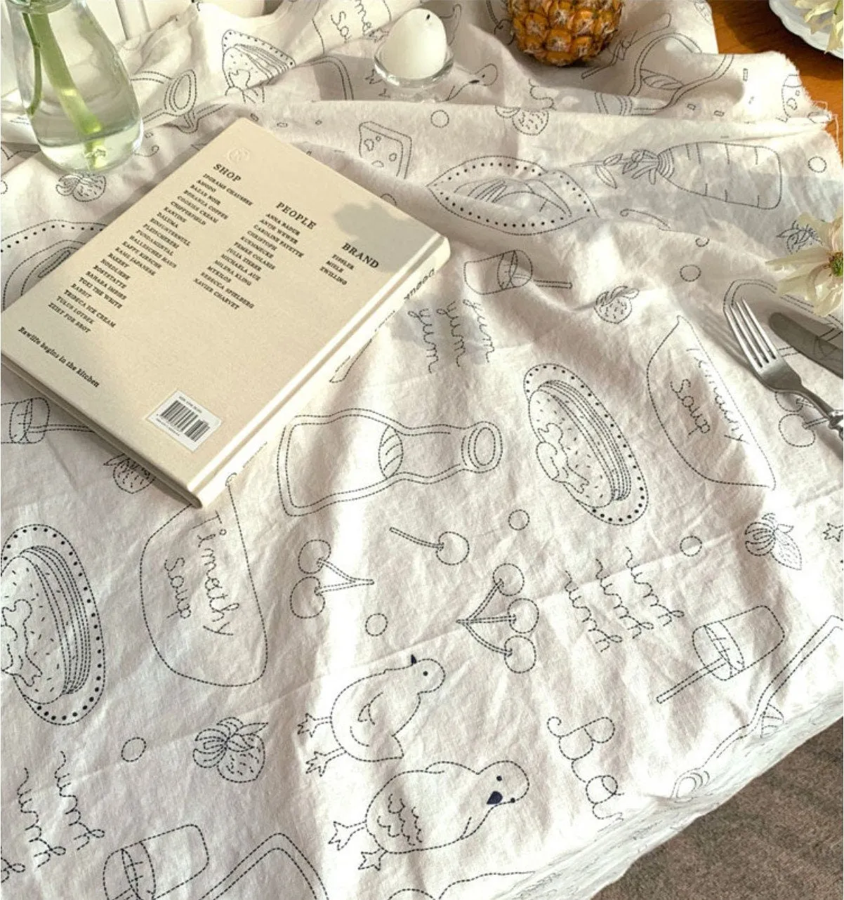 Kitchen Stitch Linen-Cotton Blend Fabric, Cotton Linen, Korean Fabric - Wide Width - In 5 Colors - By the Yard / 54700