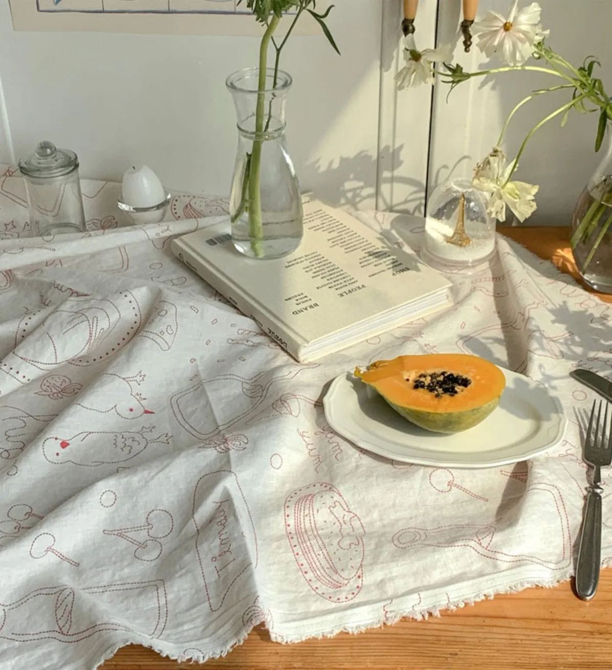 Kitchen Stitch Linen-Cotton Blend Fabric, Cotton Linen, Korean Fabric - Wide Width - In 5 Colors - By the Yard / 54700